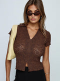 Best Shot Collared Top Brown