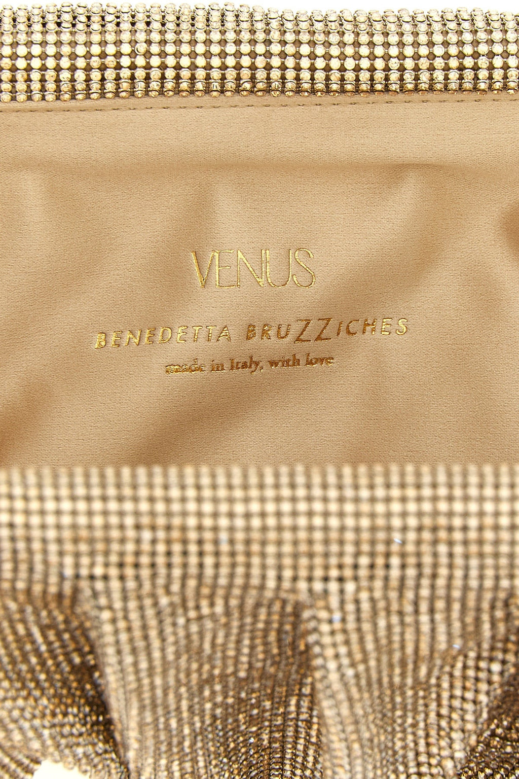 Benedetta Bruzziches Venus La Grande Rhinestone Mesh Clutch