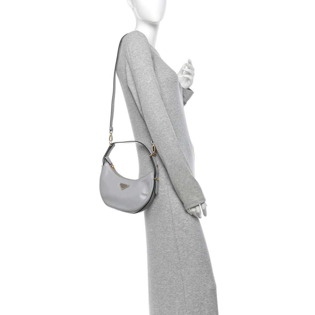 Soft Calfskin Arque Shoulder Bag Granito