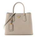Saffiano Cuir Medium Double Bag Pomice Bluette