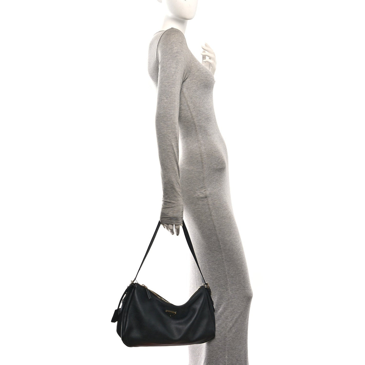 Soft Calfskin Large Aimée Shoulder Bag Black