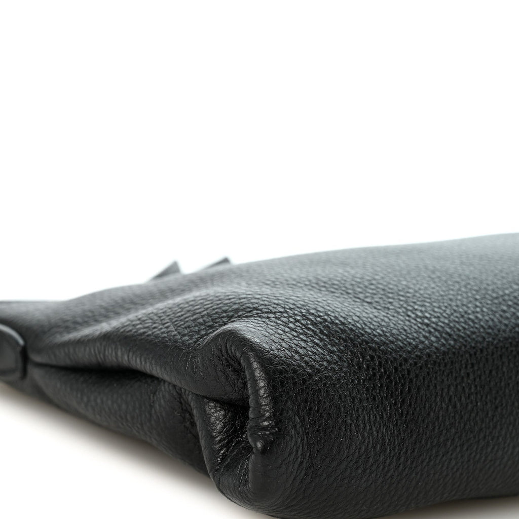 Vitello Daino Zippered Shoulder Bag  Black