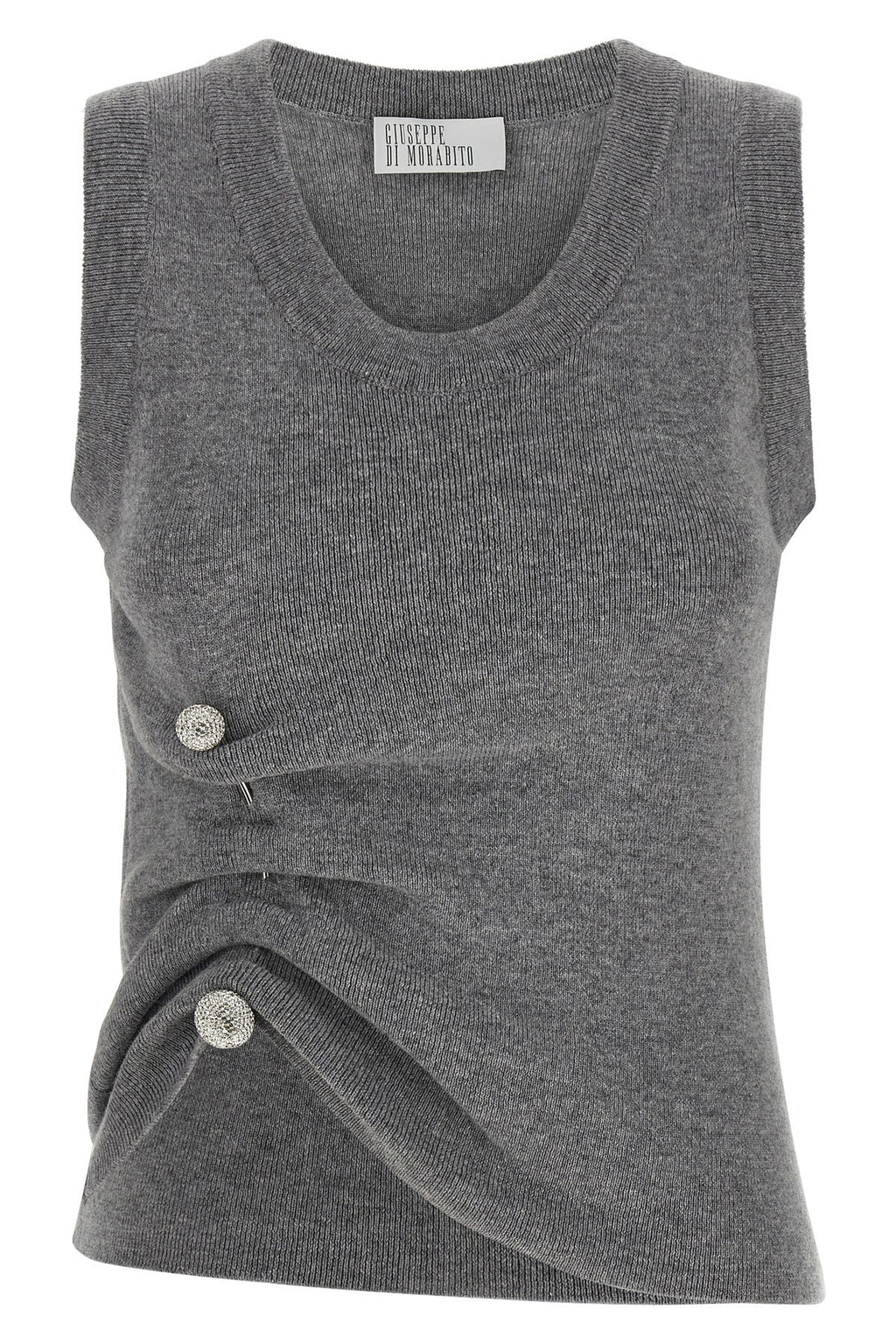 GIUSEPPE DI MORABITO Knit Top with Crystal Buttons