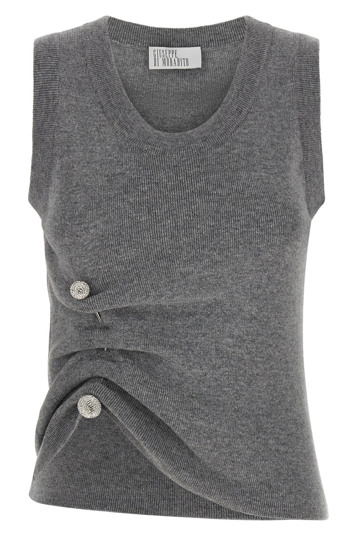 GIUSEPPE DI MORABITO Knit Top with Crystal Buttons