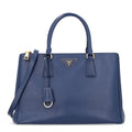 Saffiano Lux Medium Galleria Double Zip Tote Bluette