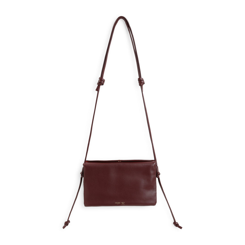 Celine Women Burgundy Celine Trio Shoulder Bag