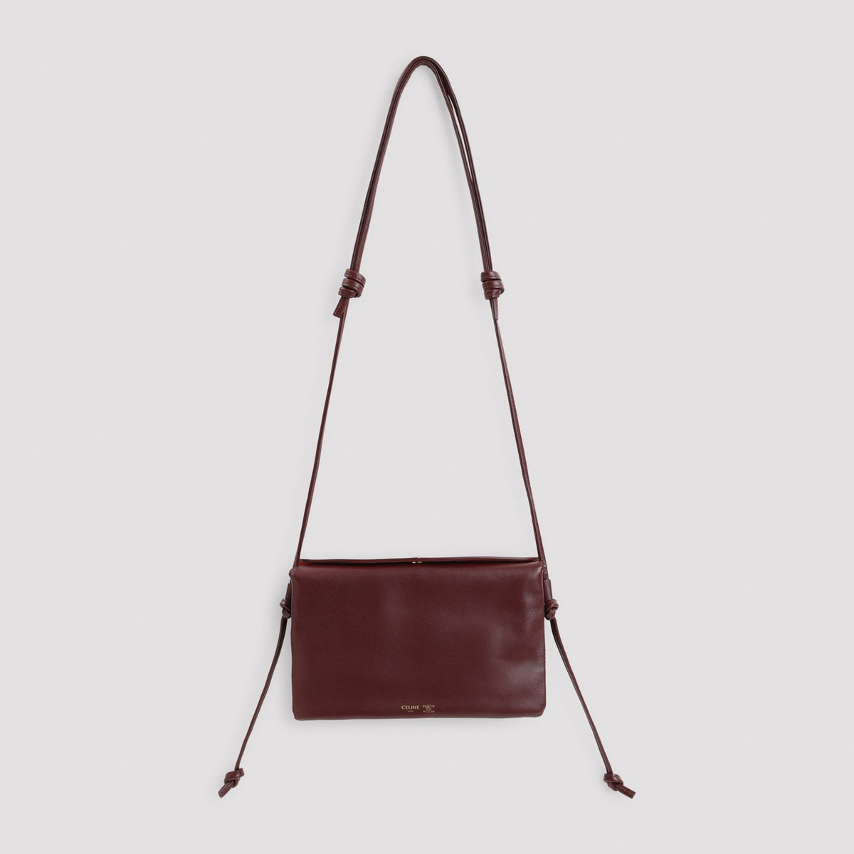 Celine Women Burgundy Celine Trio Shoulder Bag