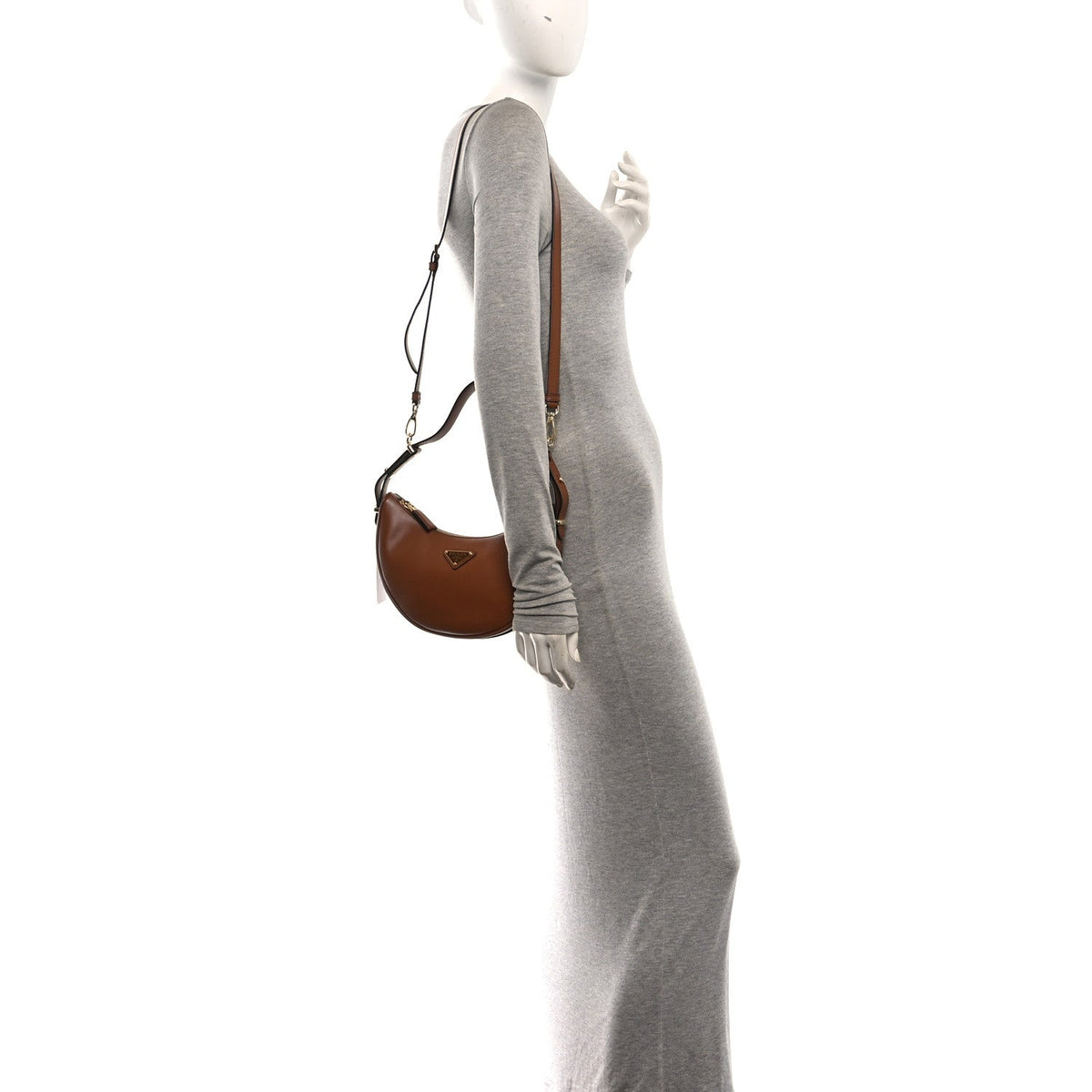 Soft Calfskin Arque Shoulder Bag Cognac