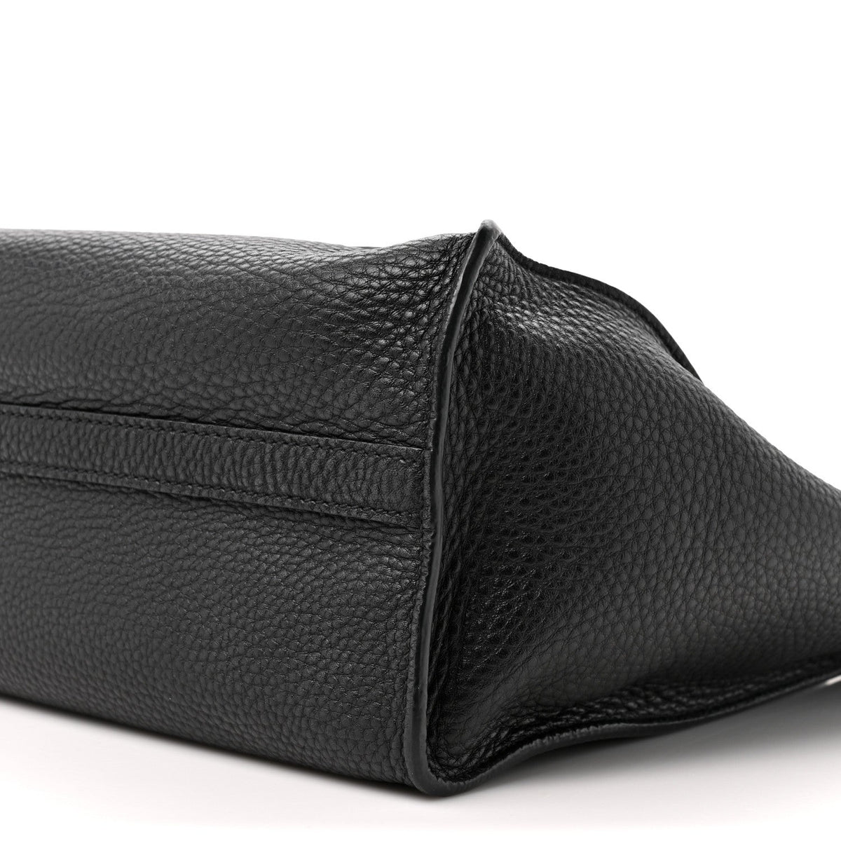 Vitello Daino Chain Shopping Tote Black