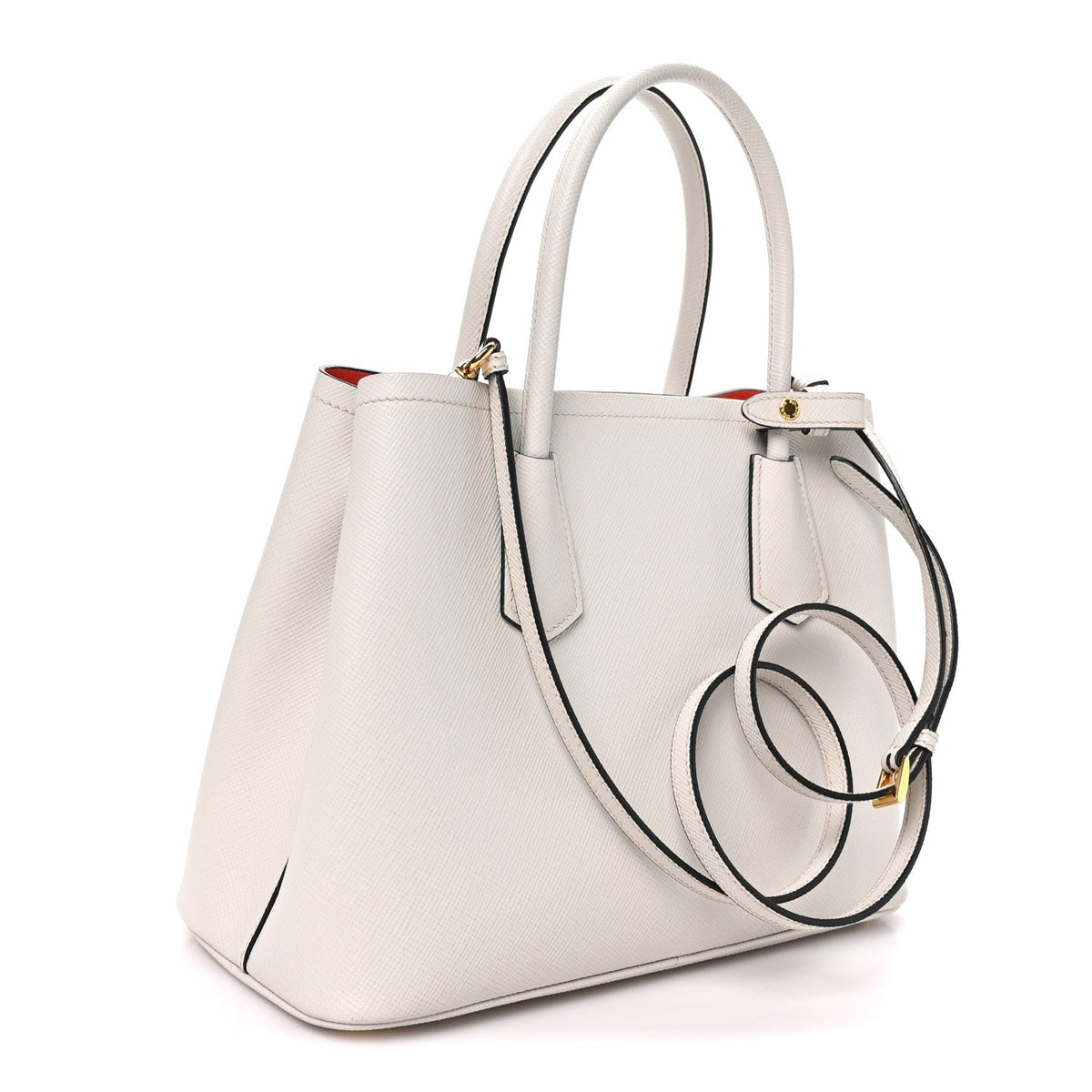 Saffiano Cuir Small Double Bag Talco Lacca