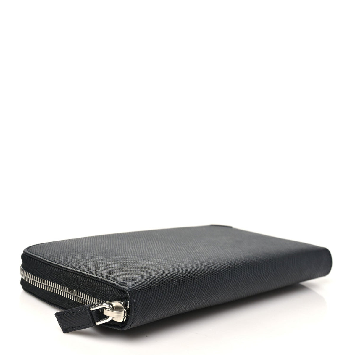Saffiano Metal Large Zip Around Travel Wallet Black