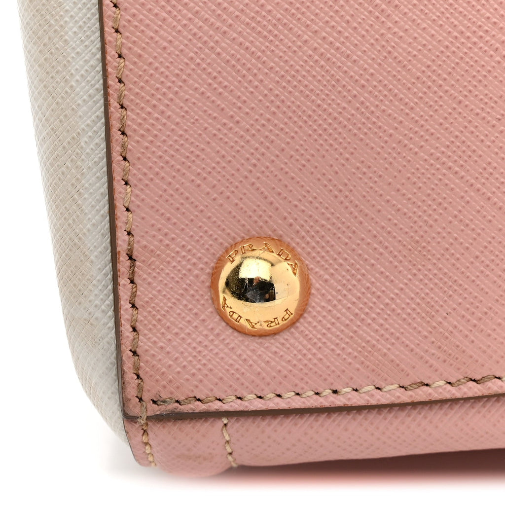 Saffiano Lux Medium Bi-Color Tote Orchidea Talco