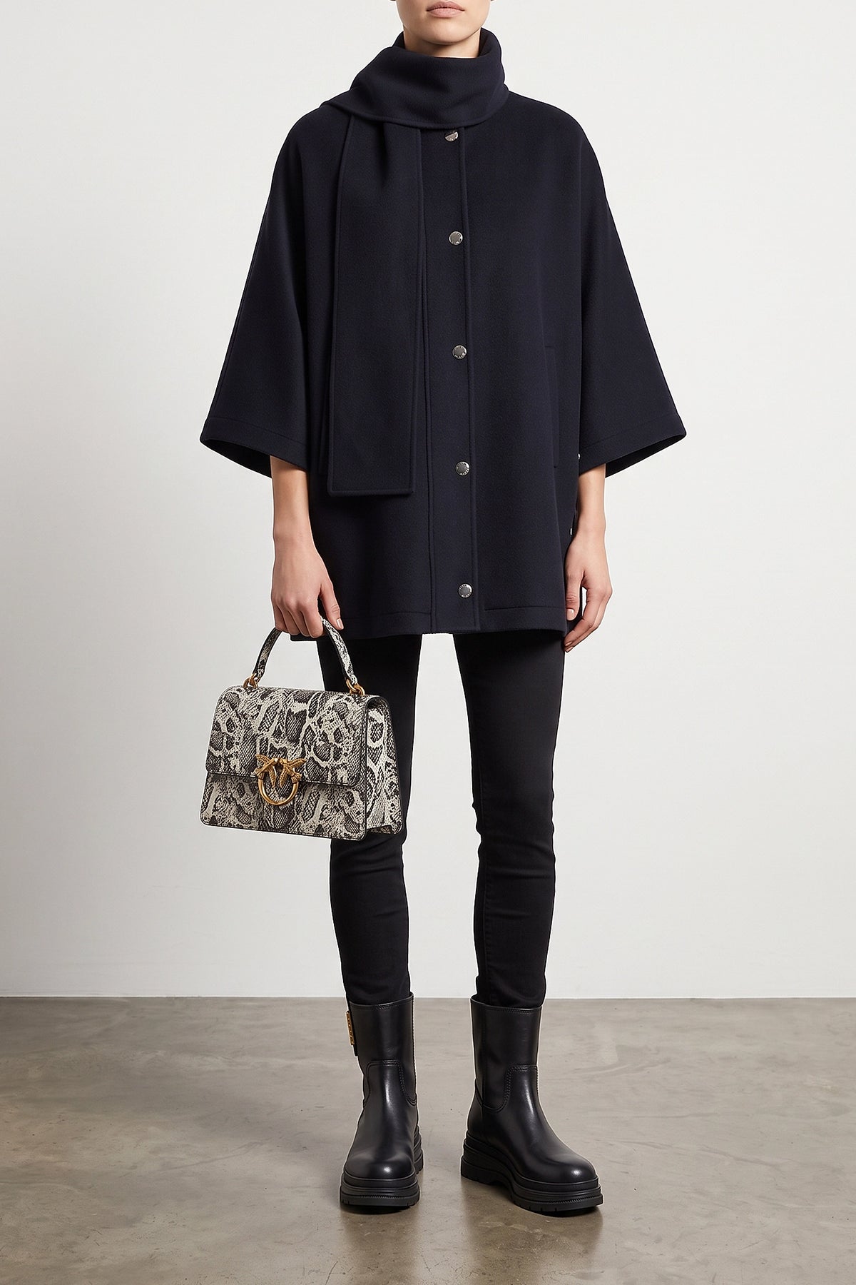 PINKO Love Bag Top-Handle with Python Print and Love Birds Buckle