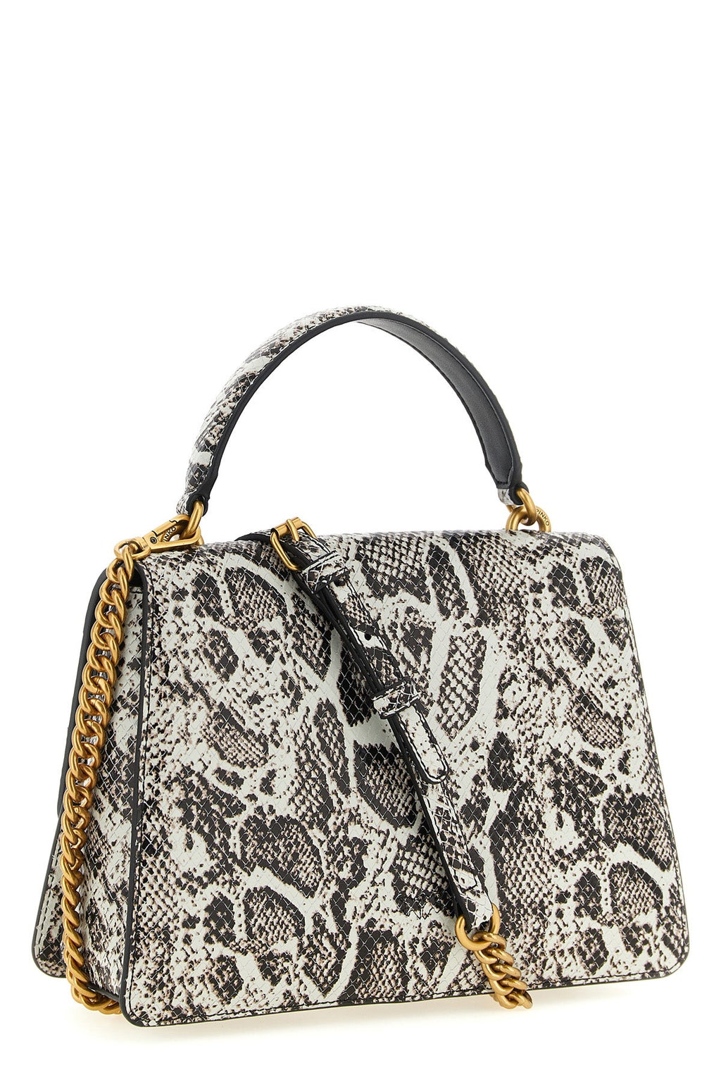 PINKO Love Bag Top-Handle with Python Print and Love Birds Buckle