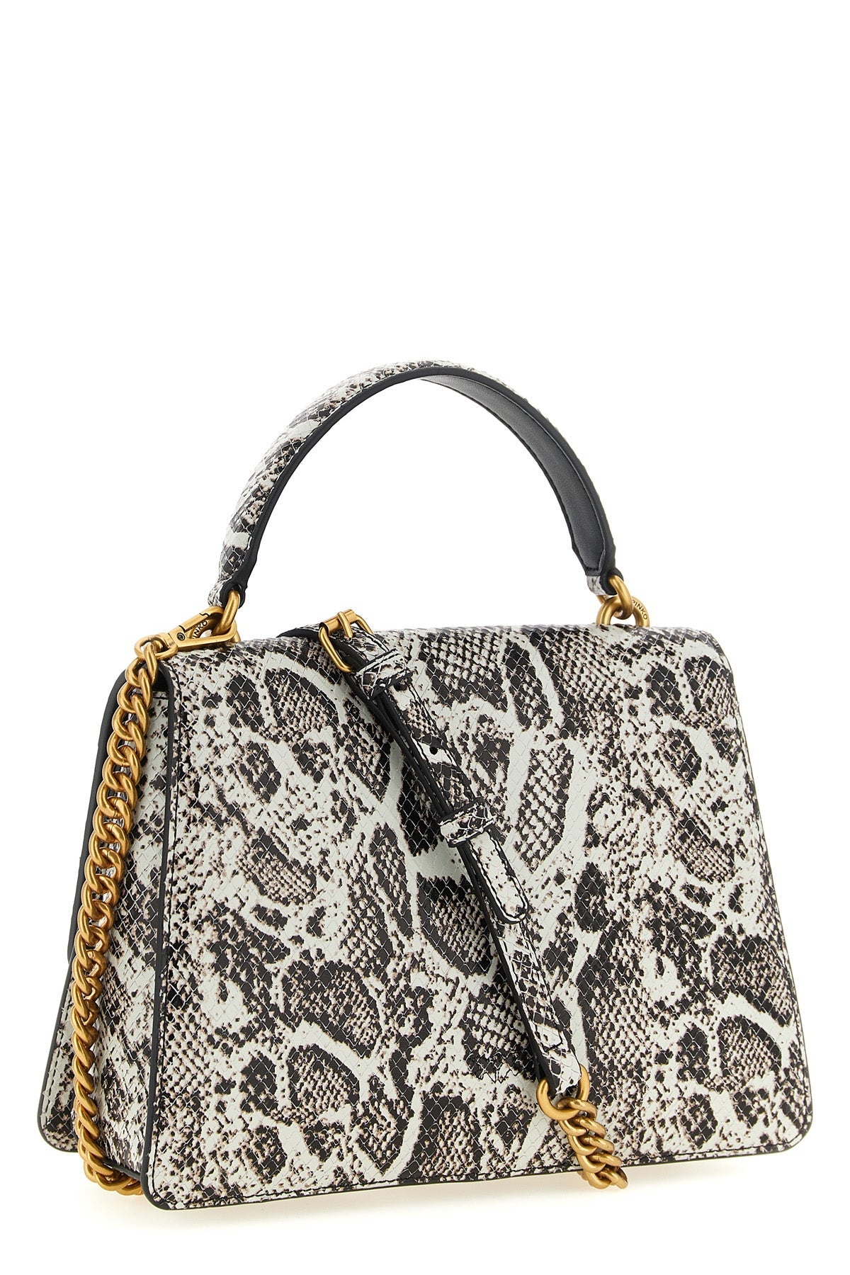 PINKO Love Bag Top-Handle with Python Print and Love Birds Buckle