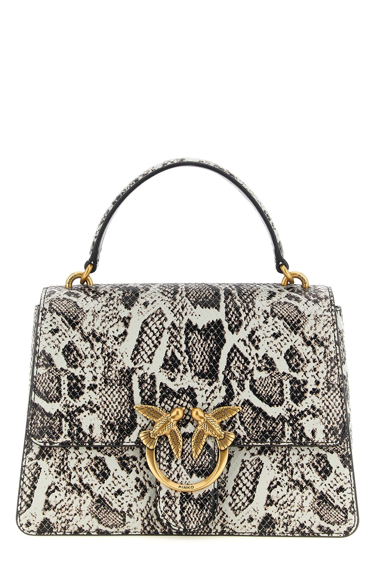PINKO Love Bag Top-Handle with Python Print and Love Birds Buckle