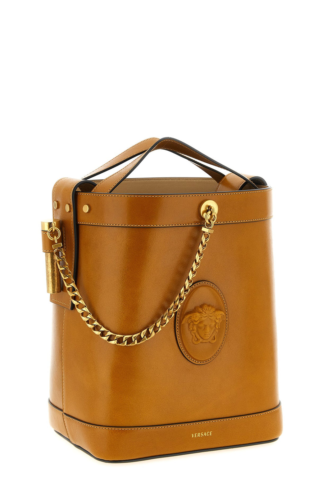 VERSACE Leather Bucket Bag with Medusa Cameo