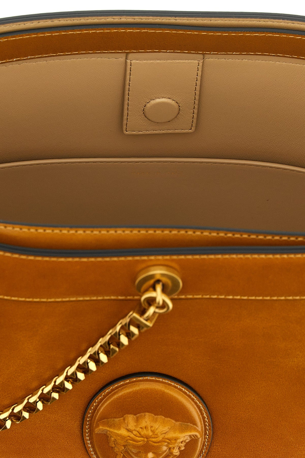 VERSACE Leather Bucket Bag with Medusa Cameo