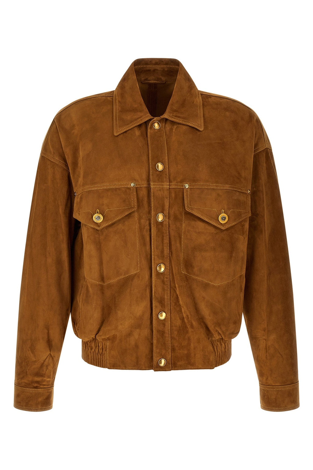 VERSACE Suede Leather Blouson With Medusa Buttons