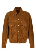 VERSACE Suede Leather Blouson With Medusa Buttons