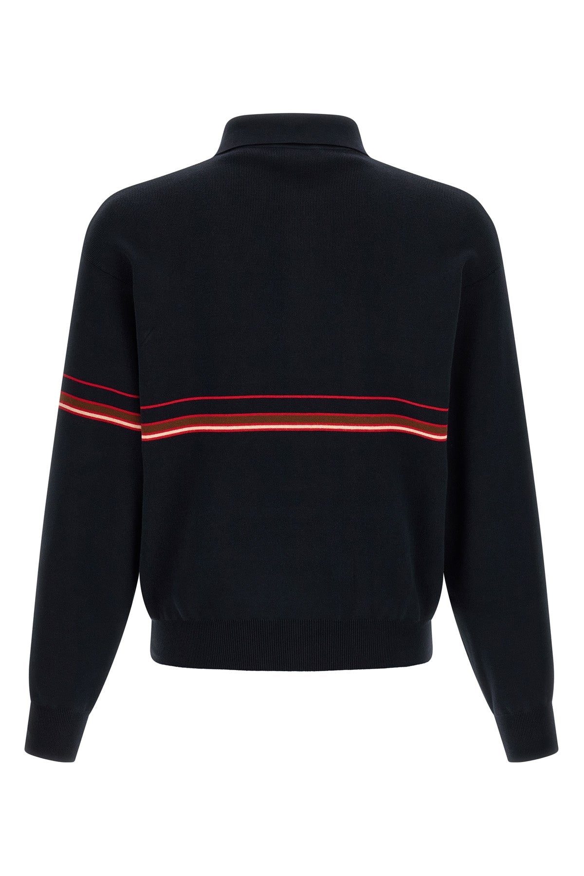 Versace Long-sleeved polo shirt with intarsia stripes
