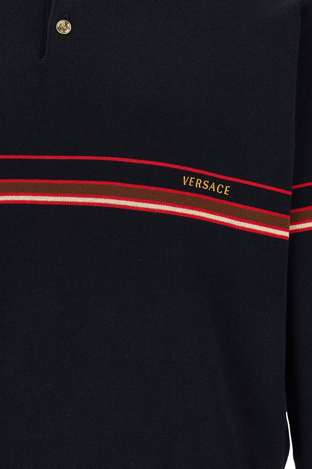 Versace Long-sleeved polo shirt with intarsia stripes
