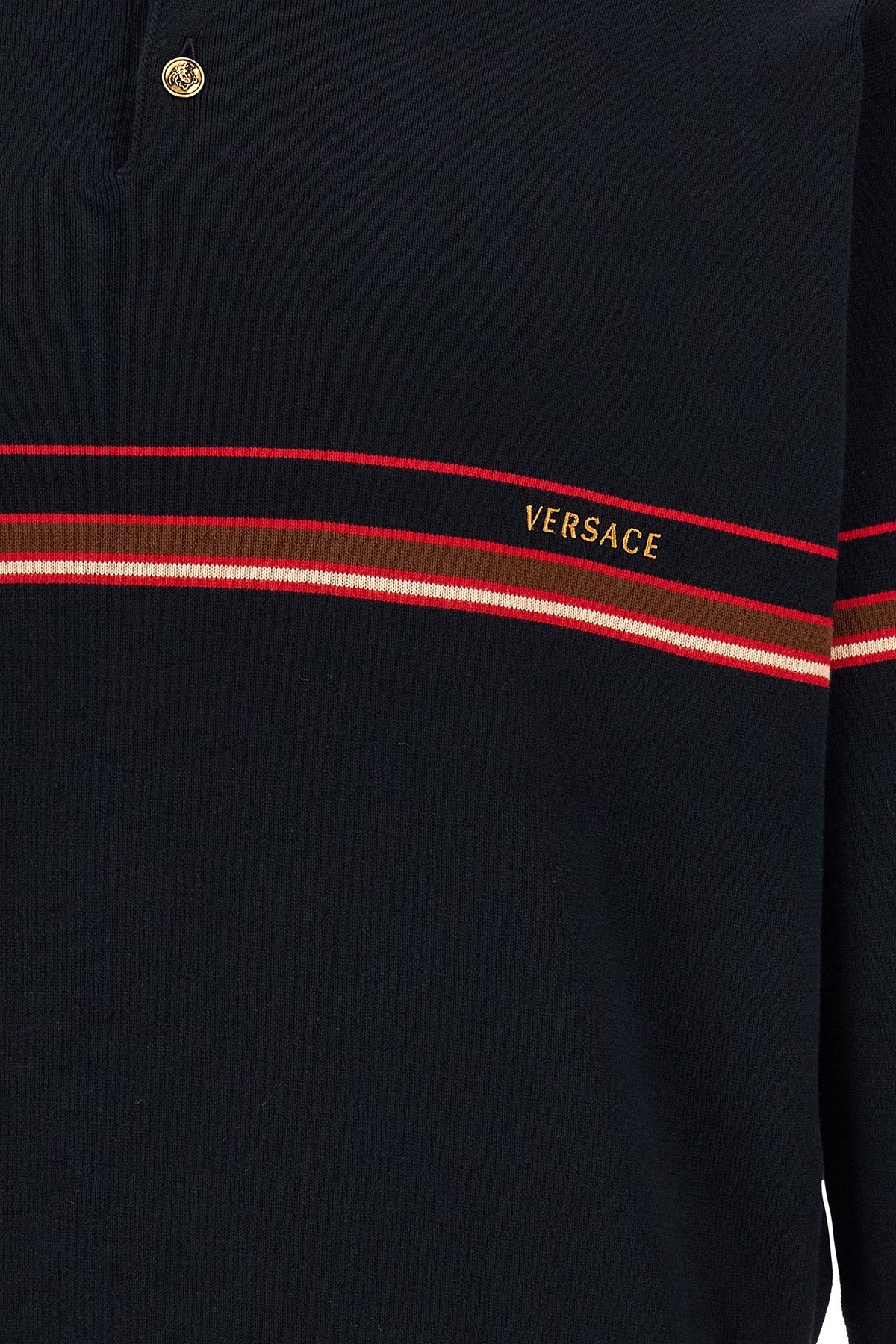 Versace Long-sleeved polo shirt with intarsia stripes