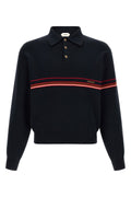 Versace Long-sleeved polo shirt with intarsia stripes