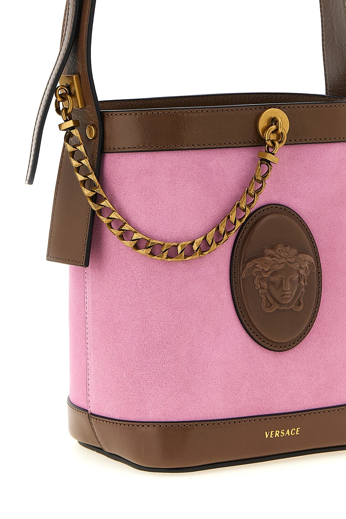 Versace Mini Bucket Bag - Medusa Cameo and Chain Detail