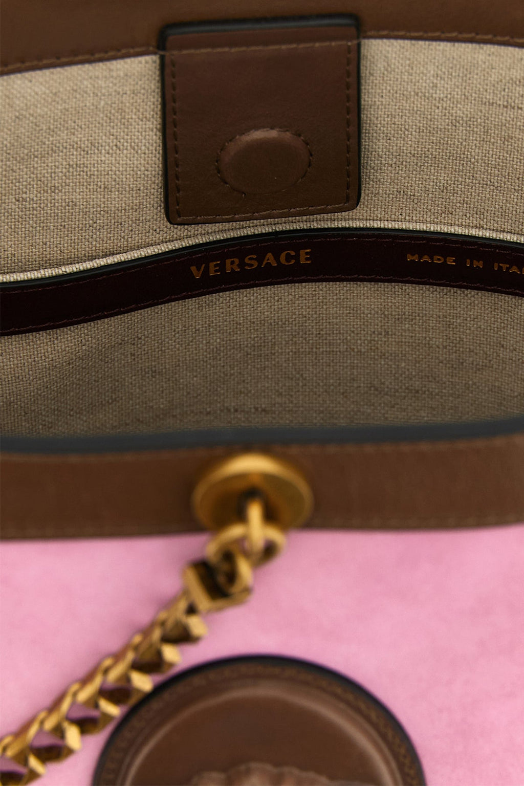 Versace Mini Bucket Bag - Medusa Cameo and Chain Detail