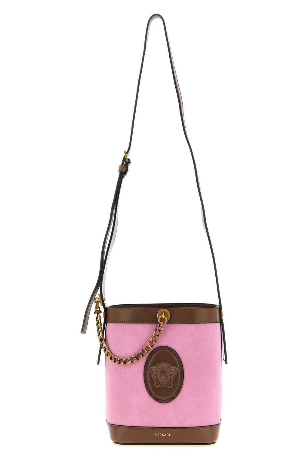 Versace Mini Bucket Bag - Medusa Cameo and Chain Detail