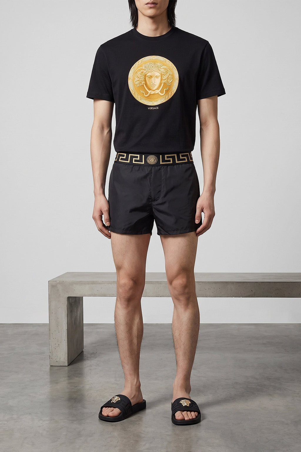 VERSACE T-Shirt - Gold Medusa Coin Print