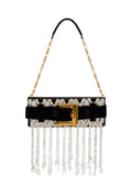 Balmain Women Anthem Embroidered Velvet Clutch