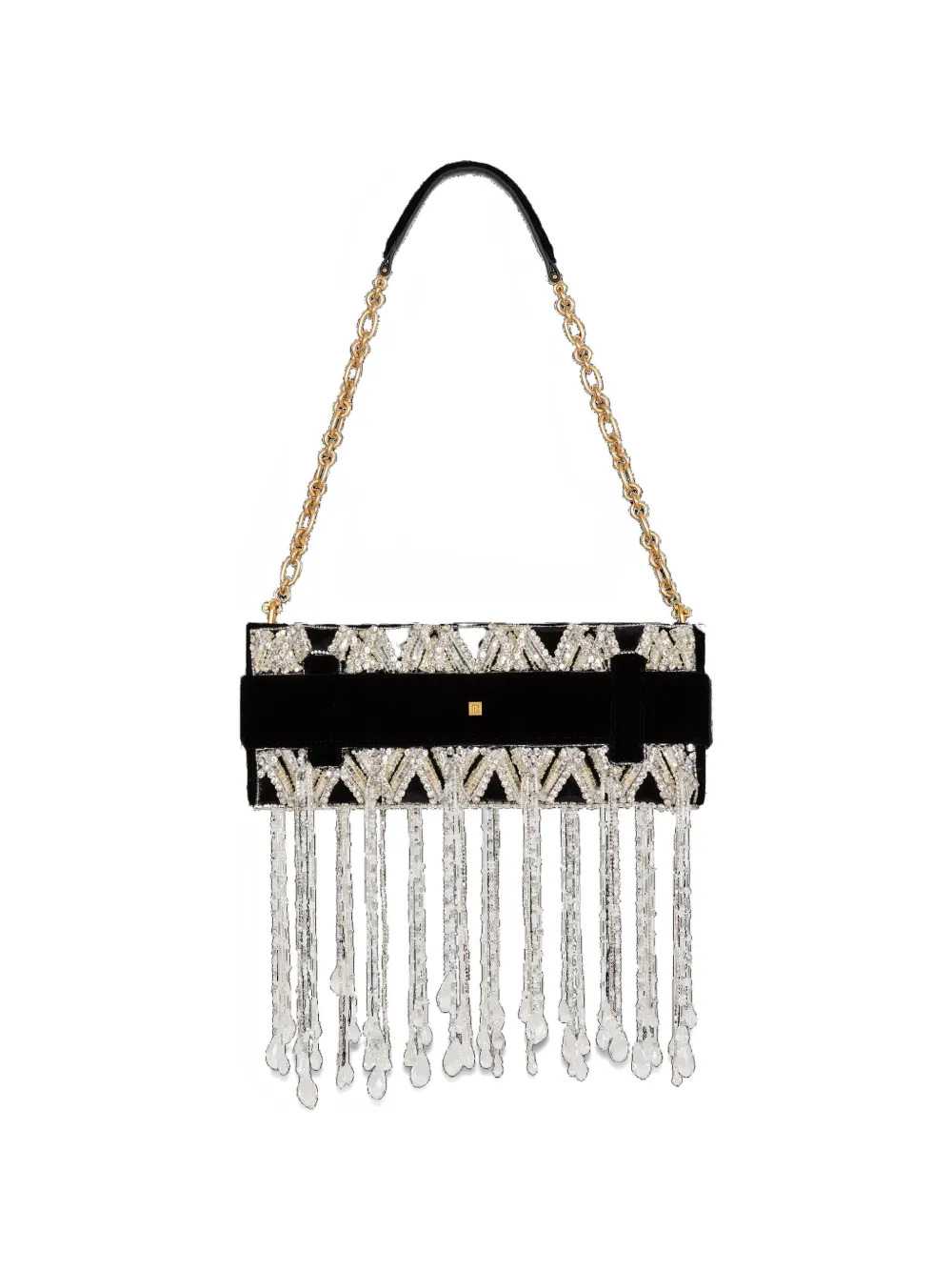 Balmain Women Anthem Embroidered Velvet Clutch