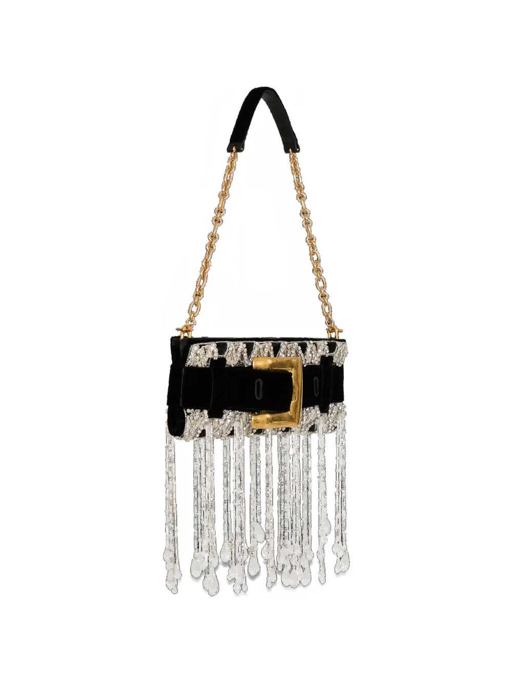Balmain Women Anthem Embroidered Velvet Clutch