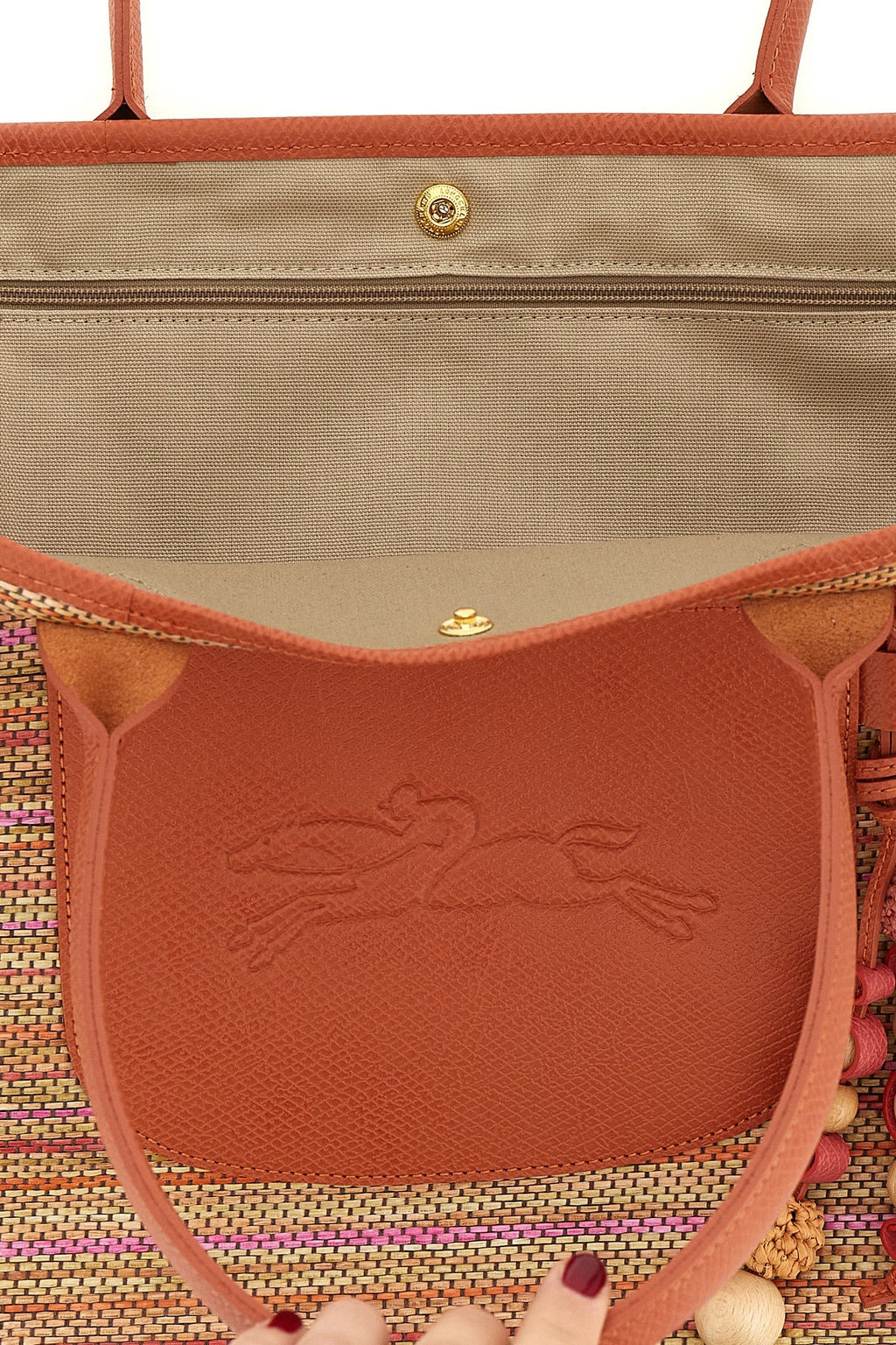Longchamp Shopping Bag Wooden Charm Detail