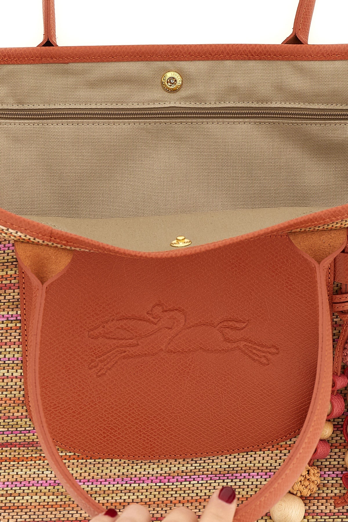 Longchamp Shopping Bag Wooden Charm Detail