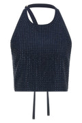 PINKO Halter top with strass embellishments