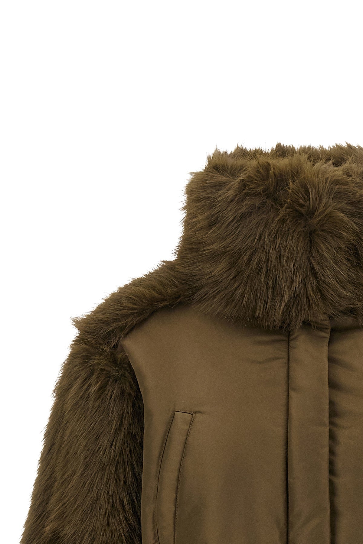 Bomber Jacket with Faux Fur Inserts