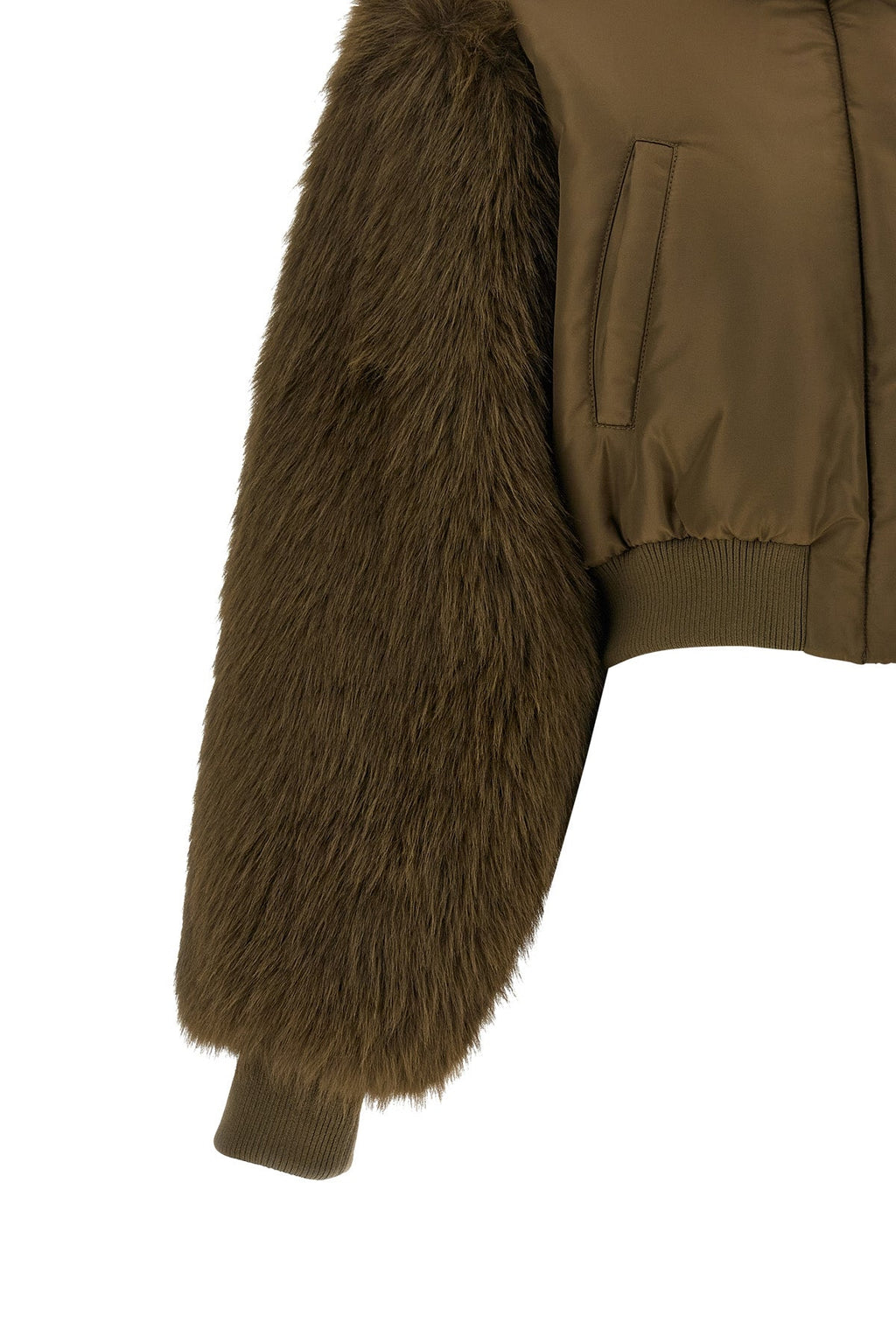 Bomber Jacket with Faux Fur Inserts