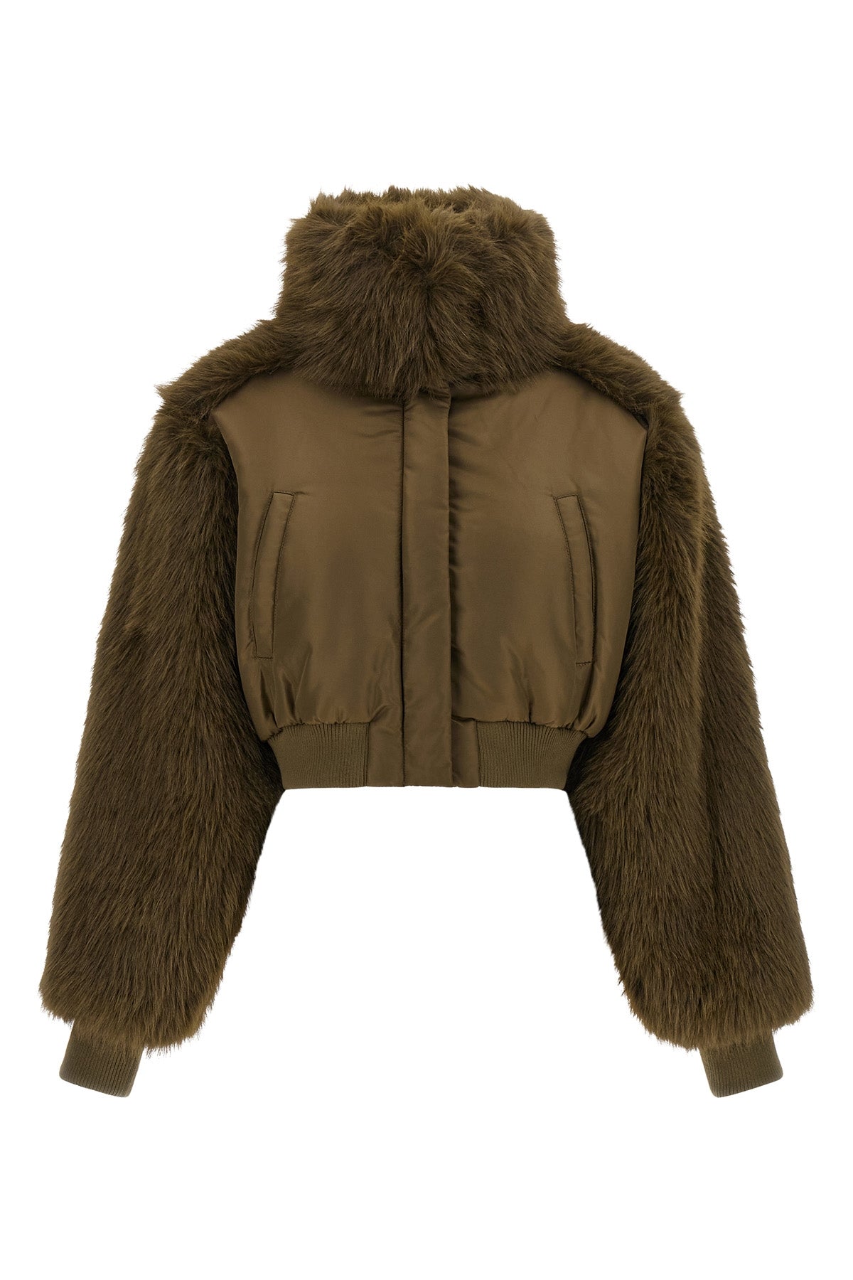 Bomber Jacket with Faux Fur Inserts