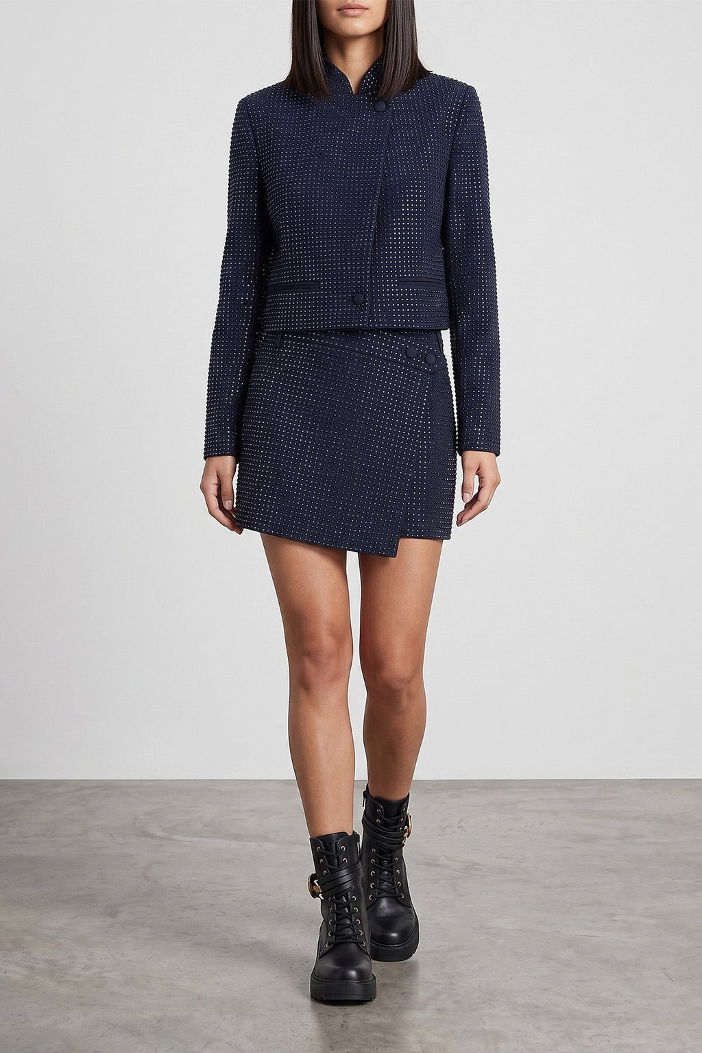PINKO Wrap Mini Skirt with Rhinestones