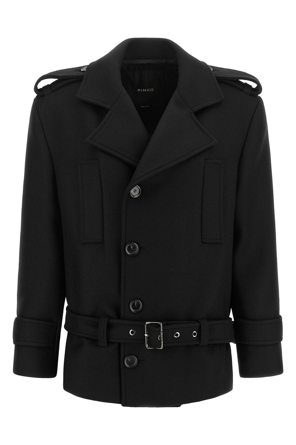 Double-breasted coat with belt
