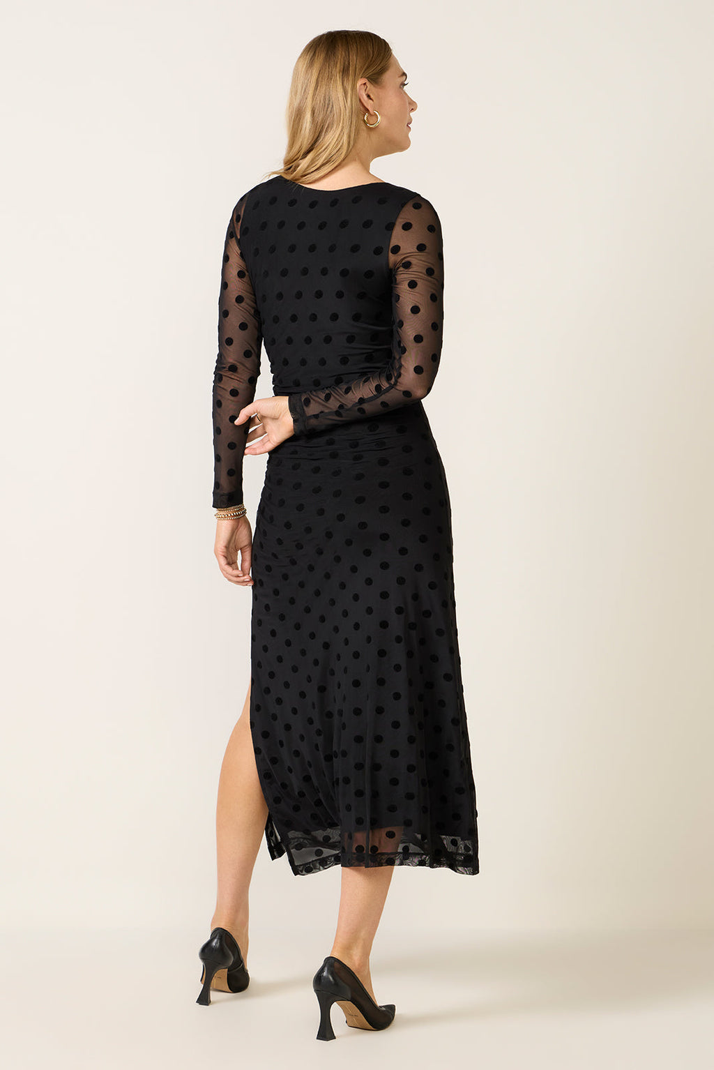 Brinley Mesh Polka Dot Midi Dress