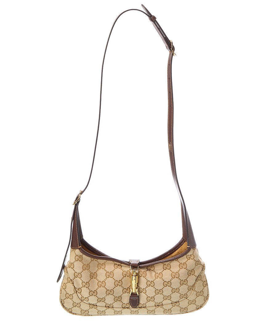 Gucci Jackie Slim Medium Canvas & Leather Hobo Bag