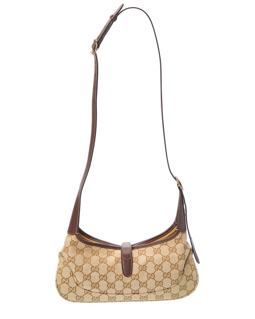 Gucci Jackie Slim Medium Canvas & Leather Hobo Bag