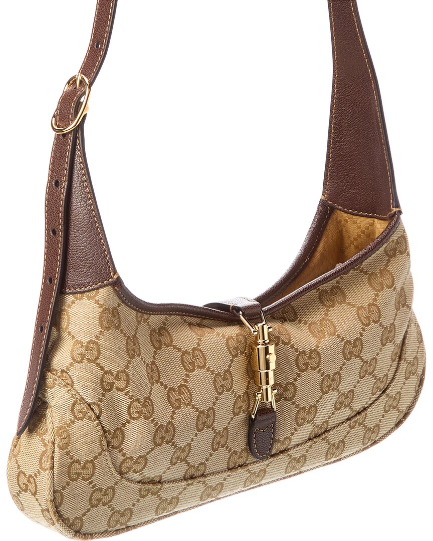 Gucci Jackie Slim Medium Canvas & Leather Hobo Bag