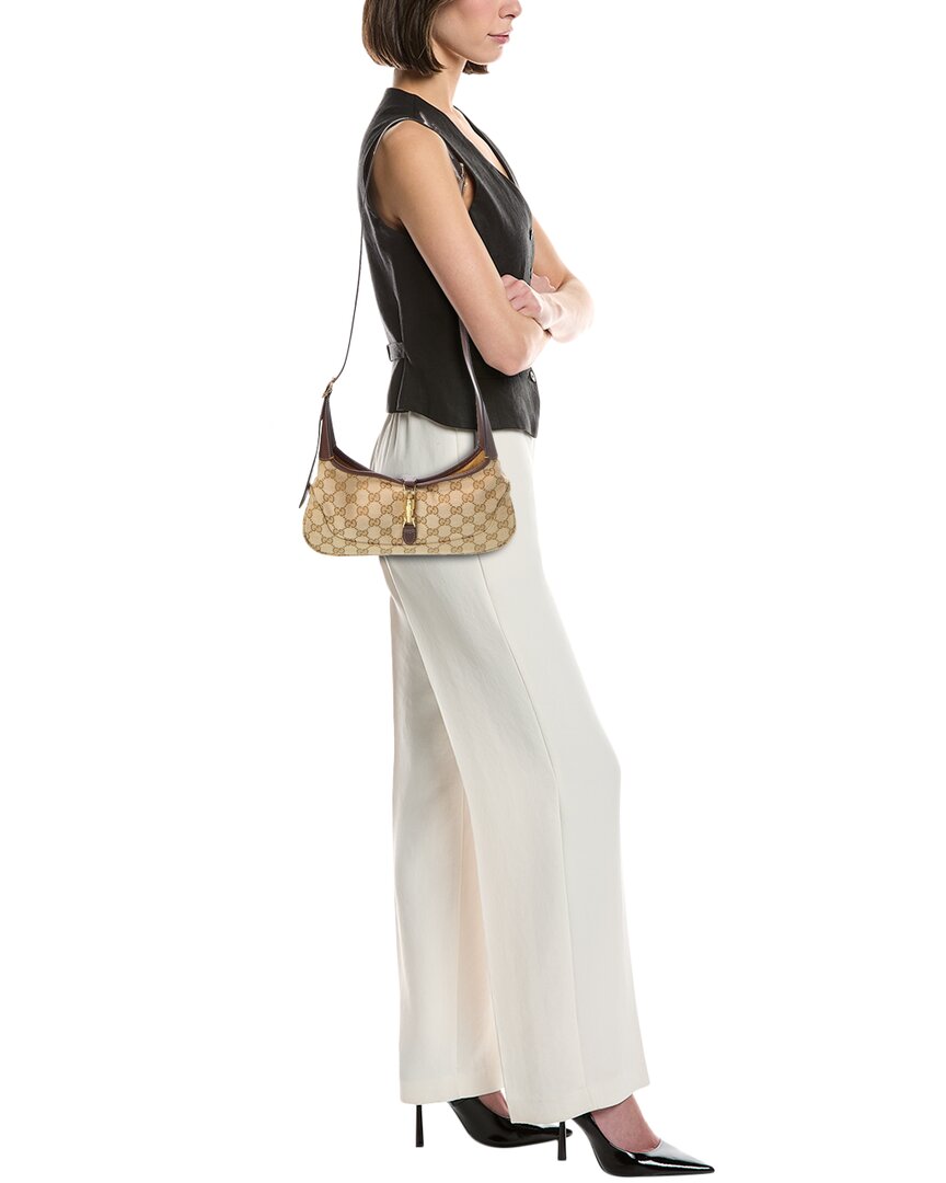 Gucci Jackie Slim Medium Canvas & Leather Hobo Bag