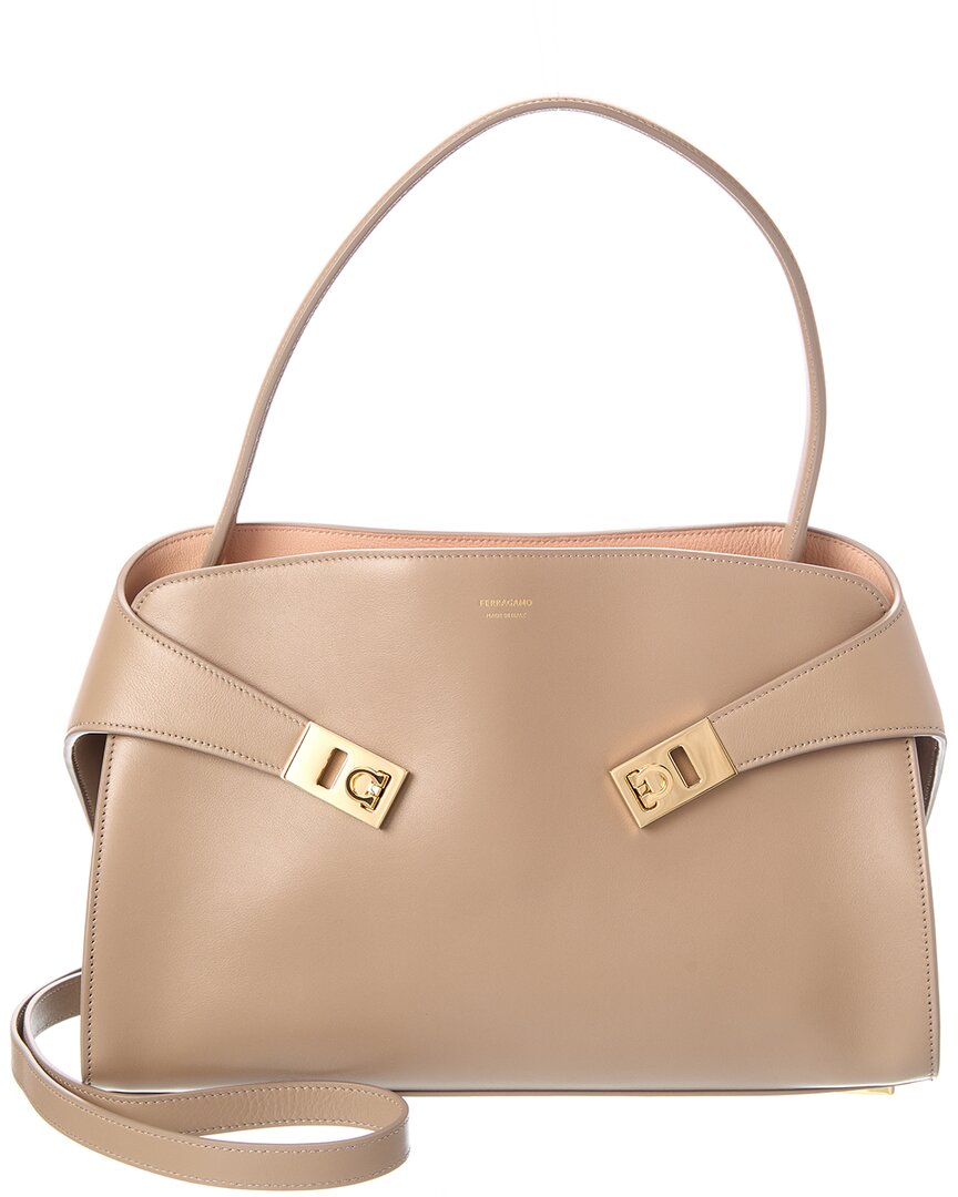 Ferragamo Hug Soft Bicolor Leather Shoulder Bag
