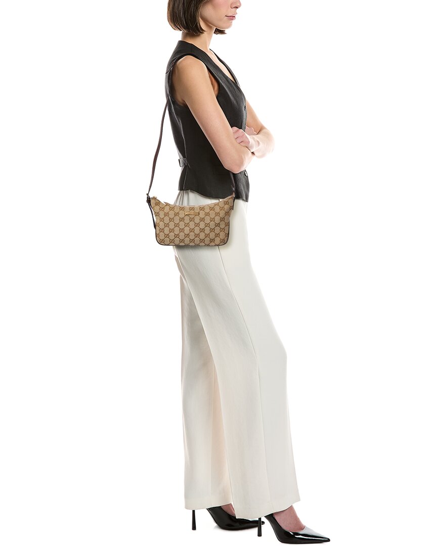 Gucci Lady Lunetta Small Gg Canvas & Leather Shoulder Bag